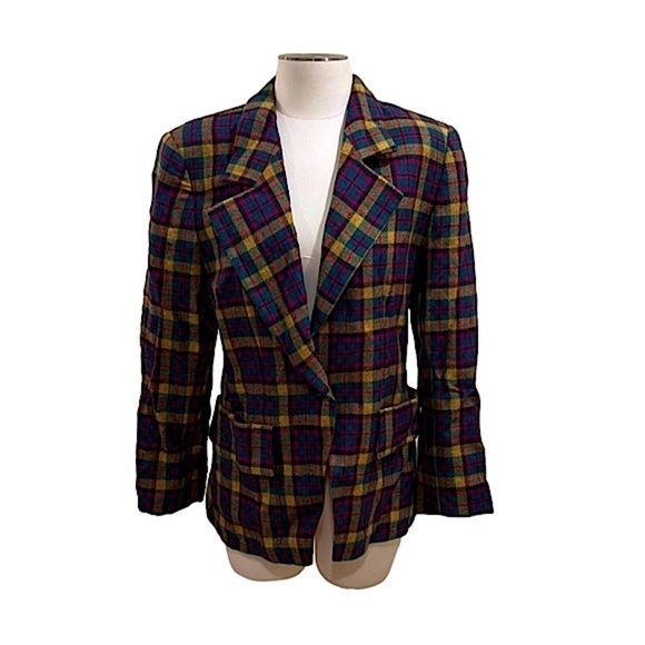 ⭐️ Vintage Valentino Miss V Plaid Blazer Made in Italy Medium - Picture 1 of 14